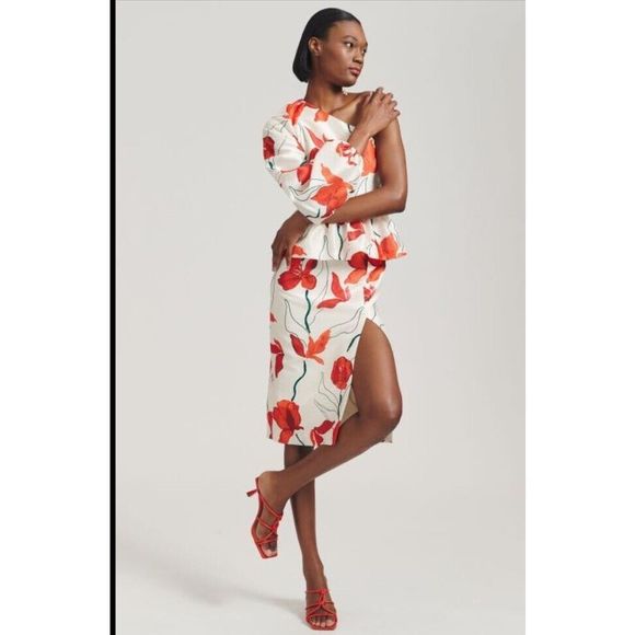 NWT Anthropologie Hutch One-Shoulder Peplum Dress Size 4 - Picture 1 of 10